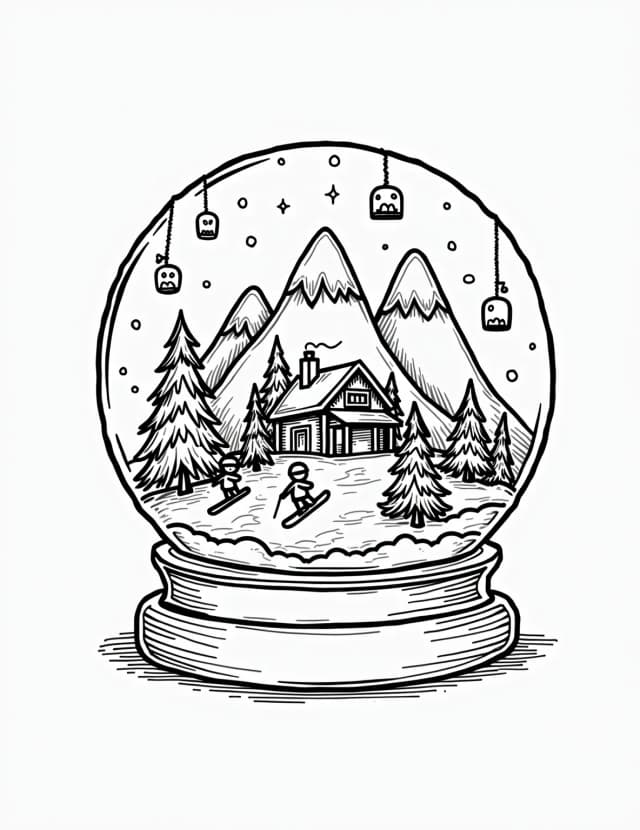 Snow globe coloring pages 