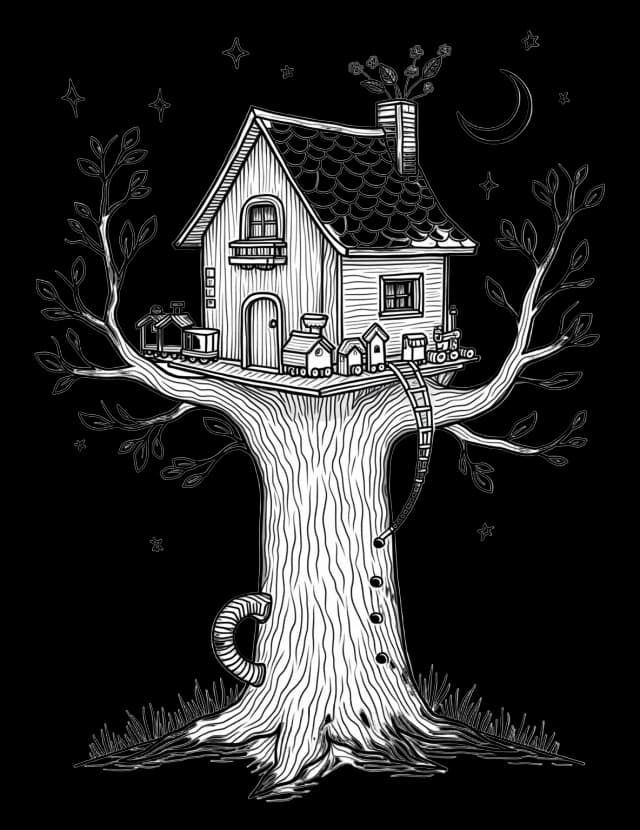 A magical treehouse filled with toys