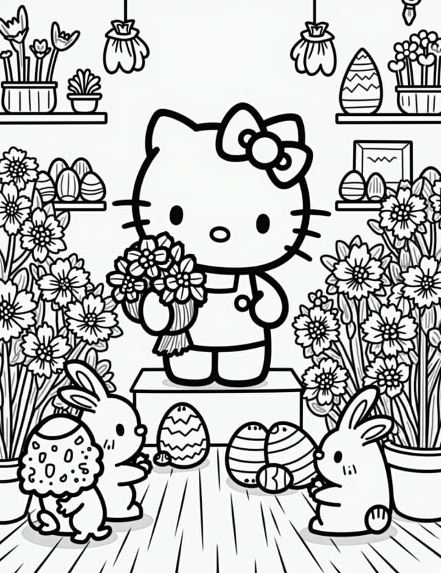 Hello Kitty's Easter Flower Shop