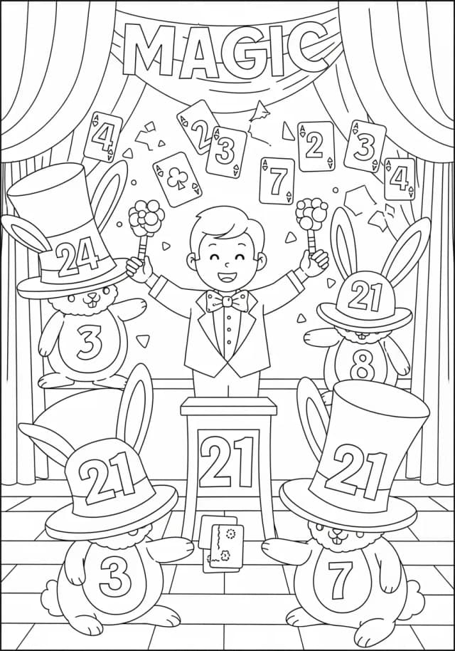 Number Magic Show Spectacular Coloring Page