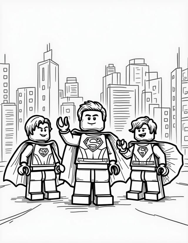 Lego Superhero Team-Up Coloring Page