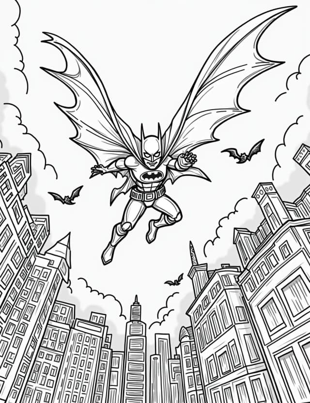 Batman's Grappling Hook in Action Coloring Page