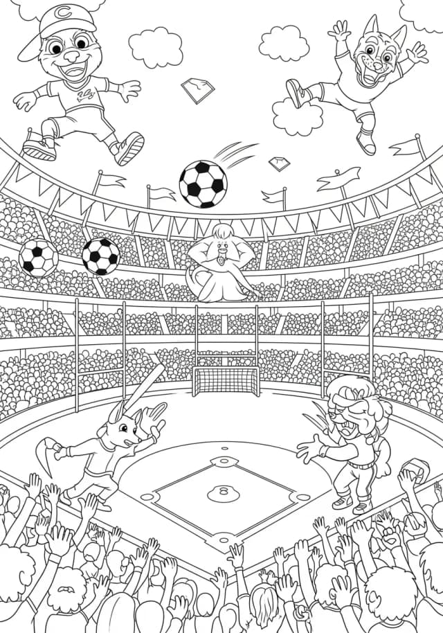 Shape Sports Stadium Spectacular Coloring Page