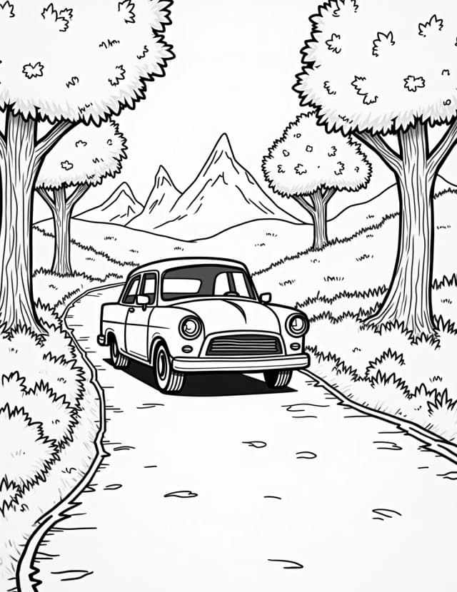Fall Foliage Scenic Drive Coloring Page