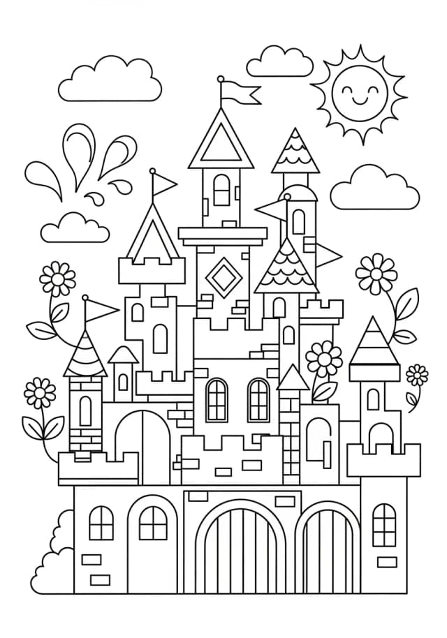 Shape Fairy Tale Castle Coloring Page