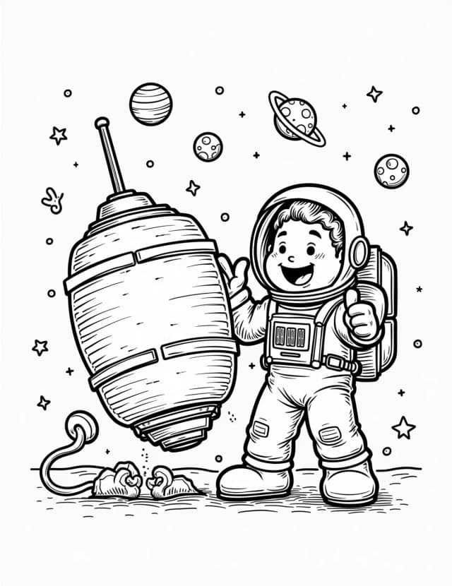 Astronaut Repairing Satellite