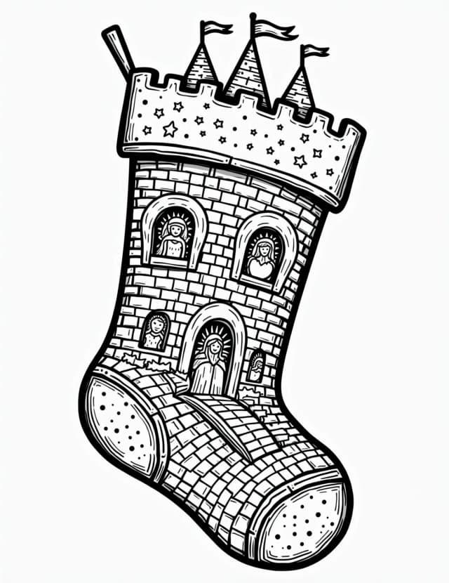 Fairytale Castle Stocking Coloring Page