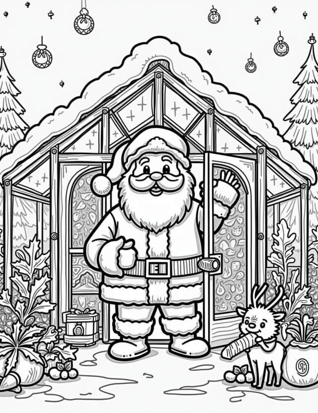 North Pole Greenhouse Coloring Page