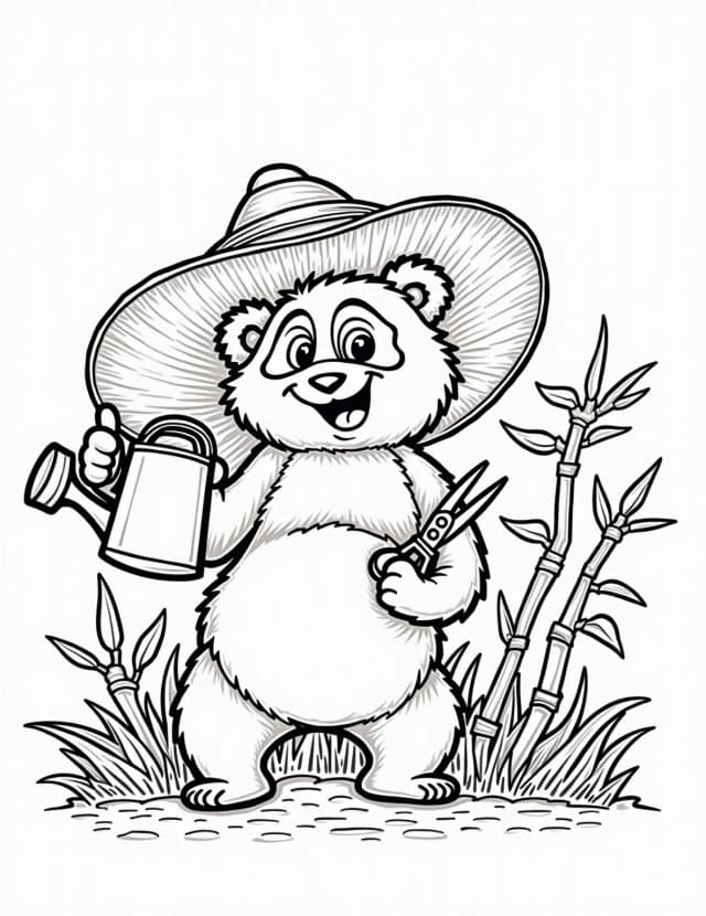 Panda's Bamboo Garden Coloring Page