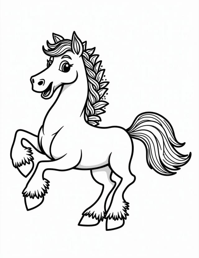 Friesian Horse with Braided Mane