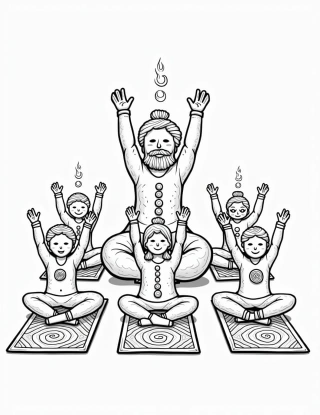 Gingerbread Yoga Class Coloring Page