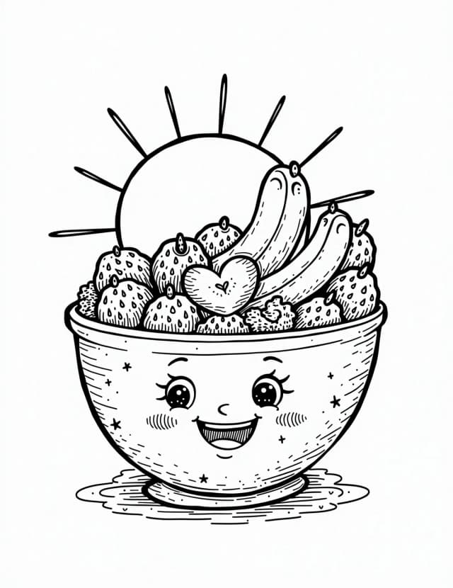 Smoothie Bowl Sensation Coloring Page
