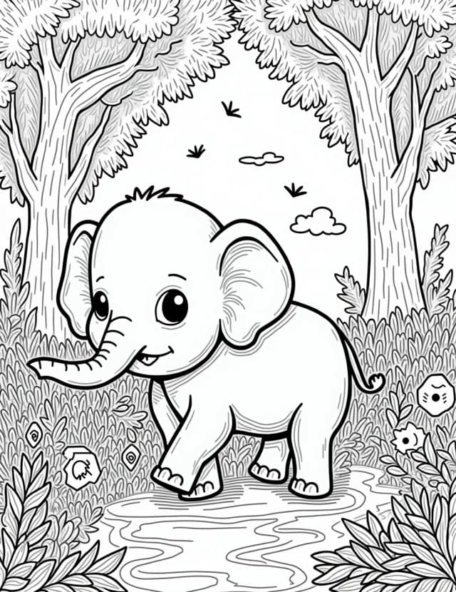 Gentle Giant's Forest Stroll Coloring Page