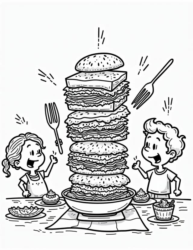 Thanksgiving Leftover Feast Coloring Page