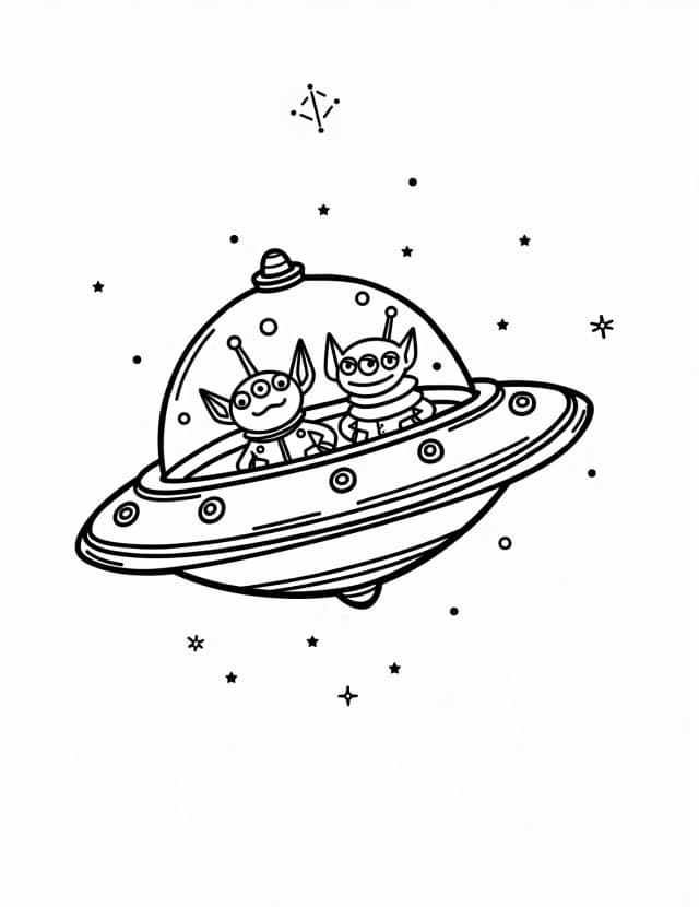 Alien's UFO Adventure Coloring Page