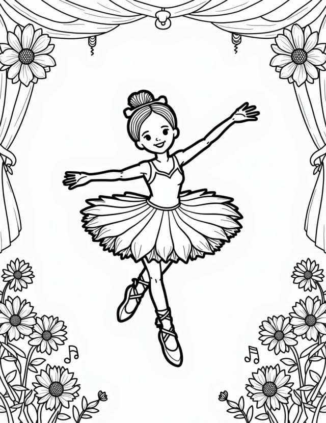 Ballerina's First Solo Performance Coloring Page