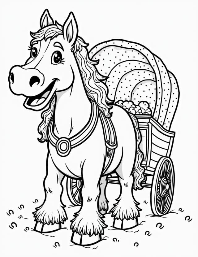 Clydesdale Horse Pulling a Wagon