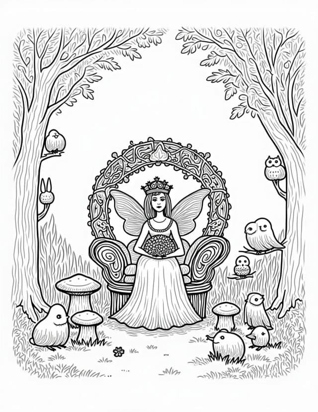 Fairy Queen's Royal Coronation Coloring Page