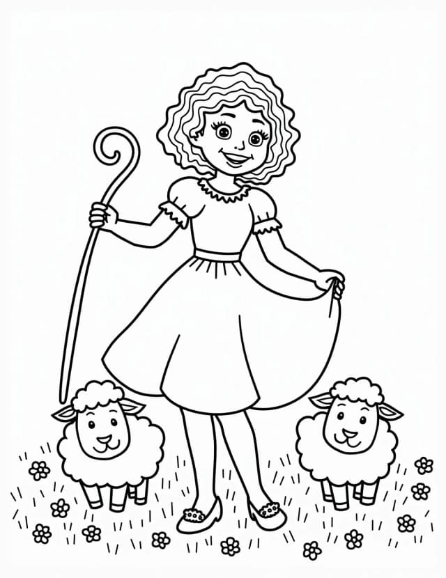 Bo Peep's Shepherd's Delight Coloring Page