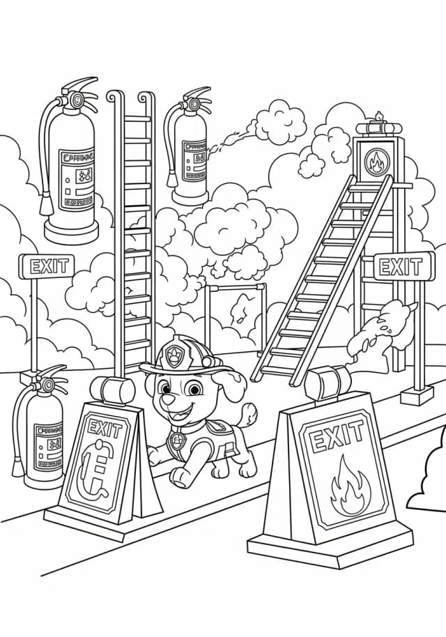 Marshall's Fire Safety Obstacle Course Coloring Page