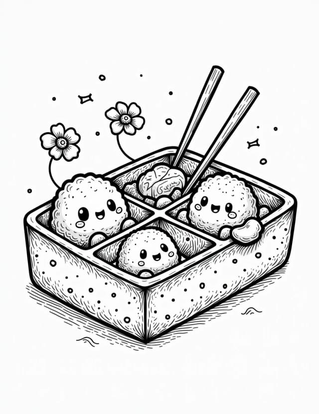 Bento Box Bonanza Coloring Page