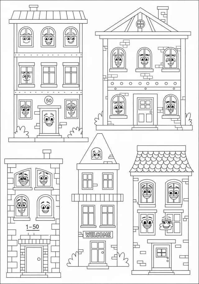 Architectural Number Blueprint Coloring Page