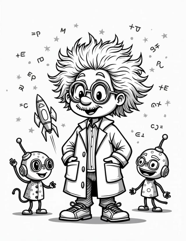 Rocket Scientist Boy Genius Coloring Page