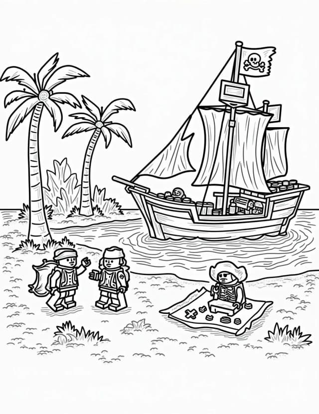 Lego Pirate's Cove Coloring Page