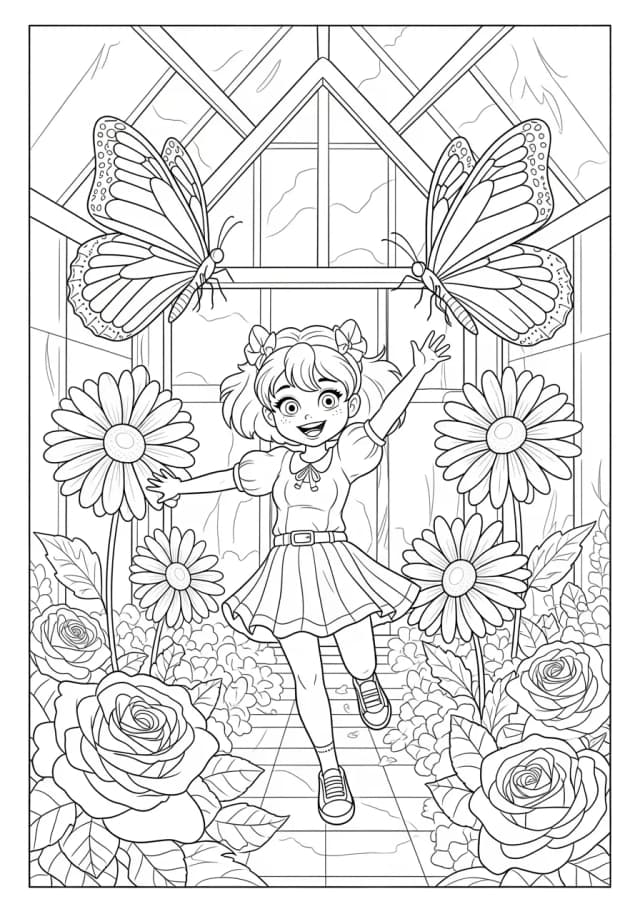 Skye's Butterfly Garden Sanctuary Coloring Page