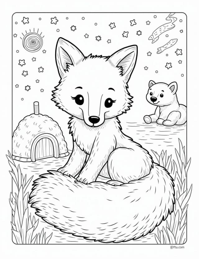 Arctic Fox Camouflaged in the Tundra