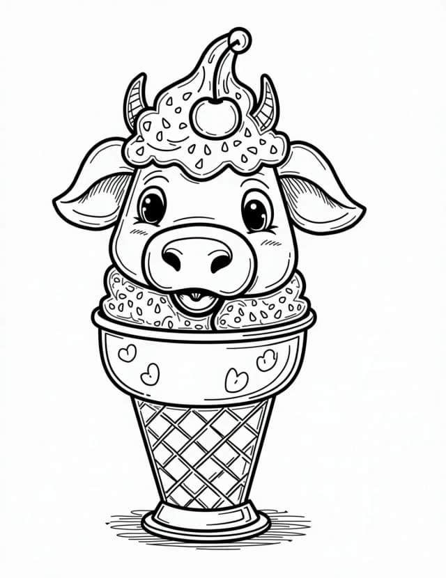 Cow Ice Cream Sundae