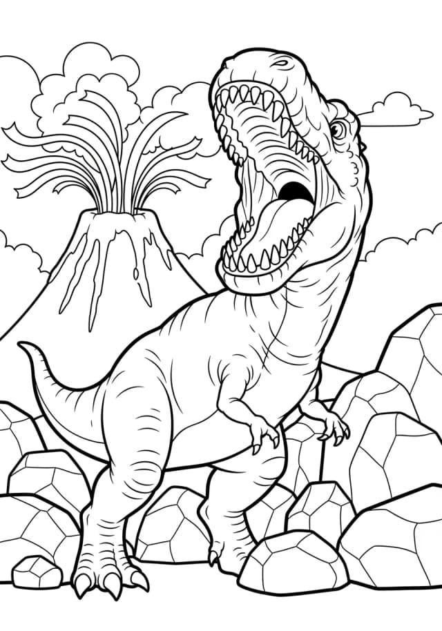 Fierce Allosaurus Battle Stance Coloring Page