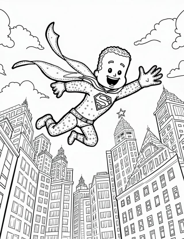 Gingerbread Superheroes Saving the Day Coloring Page