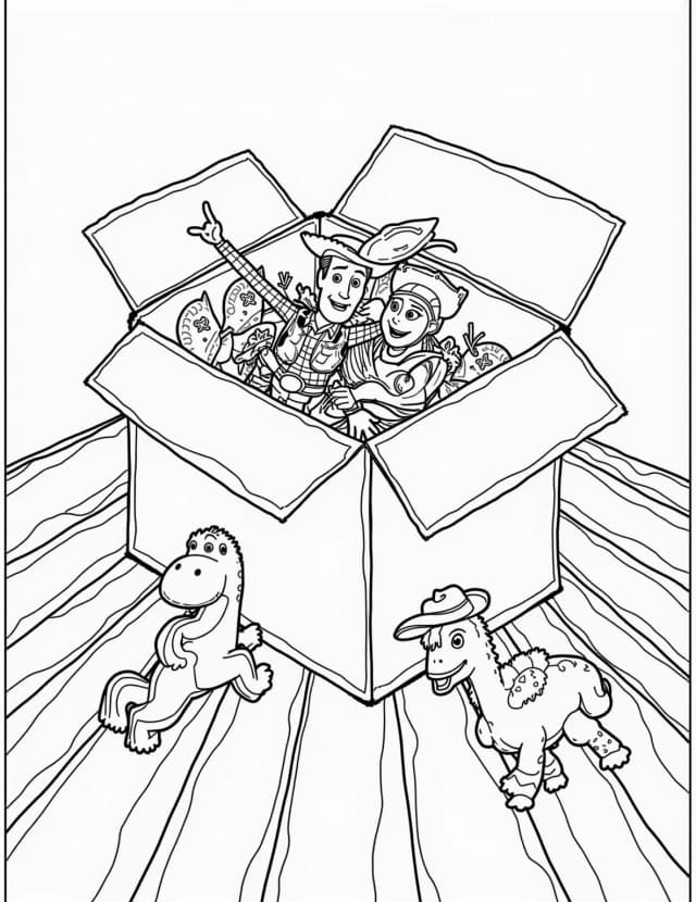 Toy Story Gang's Toy Box Party Coloring Page