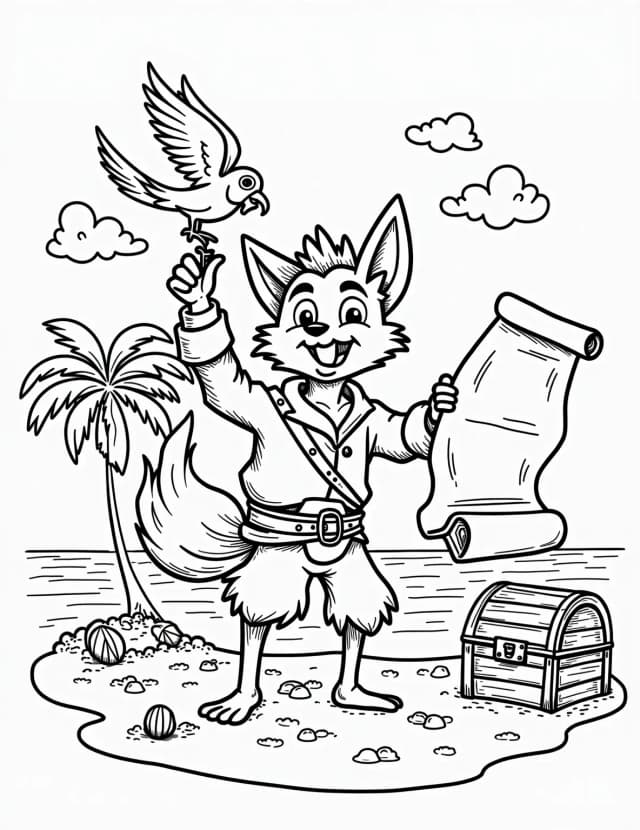 Fox Pirate on a Treasure Hunt