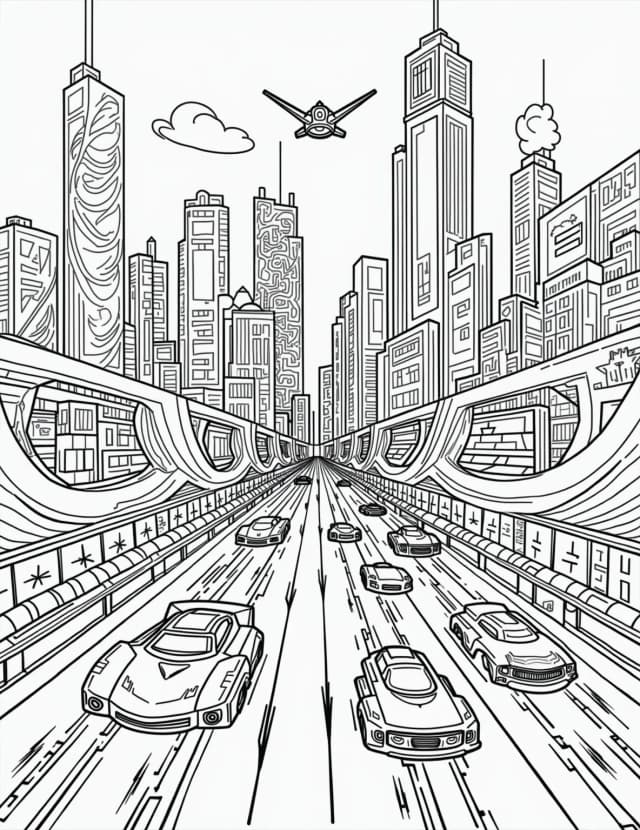 Futuristic Hover Car Grand Prix
