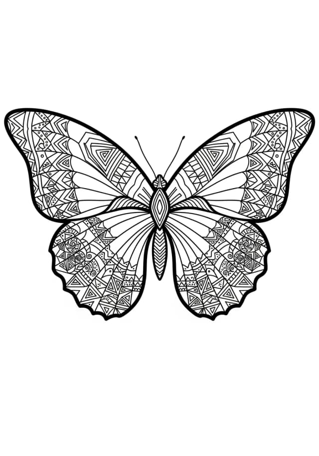 Geometric Butterfly Wings Art Coloring Page