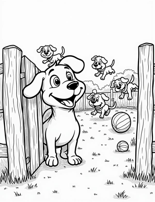 Puppy's First Day at the Dog Park Coloring Page